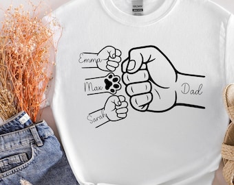 Custom Fist Bump Dad Shirt, Dad Shirt With Kids Names, Father's Day Gift, New Dad Shirt, New Dad Gift, Personalized Grandpa Shirt