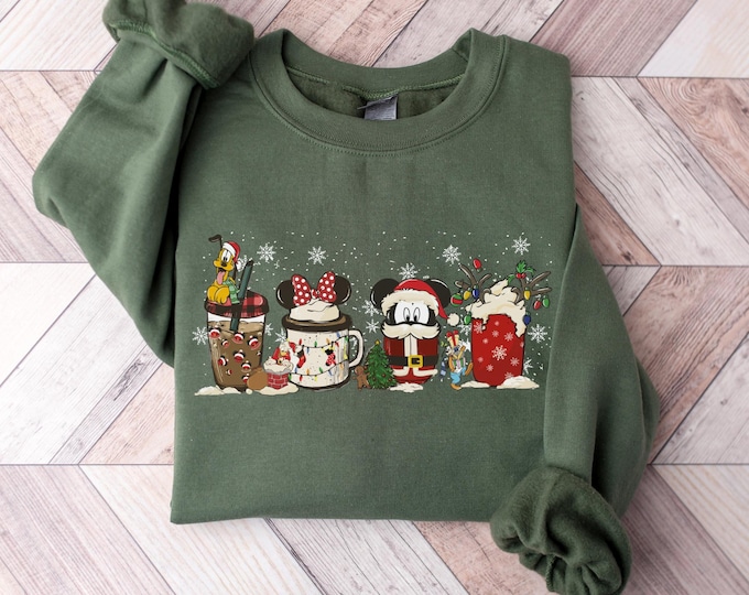 Mickey And Friends Drinks Christmas Coffee Latte Cup Shirt, Mickey's Very Merry Christmas T-Shirt, Disneyland Christmas Party Matching Gift