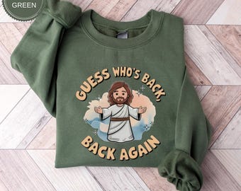Camiseta "Adivina quién ha vuelto", camiseta religiosa de Pascua, camiseta con Jesús de vuelta, camiseta divertida de Pascua, camiseta de Pascua, camiseta con Jesús regresa, sudadera de Pascua