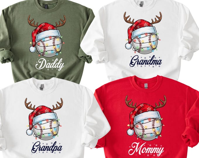 Custom Christmas Baseball Shirt, Baseball Xmas  Sweatshirt, Baseball Team Shirt, Baseball Lover Xmas Shirt, Baseball Player Xmas Shirt