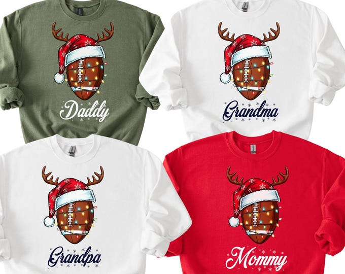 Personalized Football Christmas Shirt, Custom Name Football Tshirt, Christmas Gift for Football Fan, Holiday Shirt, Xmas Gift,Christmas Gift