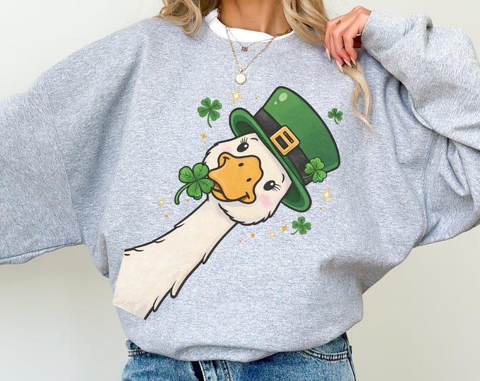 St Patrick's Day Shirt, Cute St Patrick's Tshirt, Funny St Patrick Goose Tee, Holiday Goose Top, Festive Apparel, Irish Gift