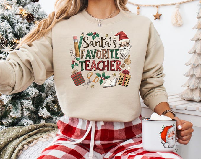 Santa's Favorite Teacher Shirt Preppy Coquette Teacher Shirt Teacher Appreciation Gift Christmas Teacher Shirt Gift For Teachers