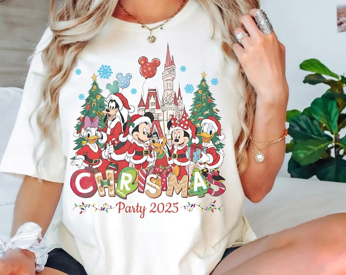 Retro Mickey's Very Merry Christmas Party 2025 shirts, Mickey And Friends Christmas Matching Tee, WDW Disneyland Xmas Family Tees