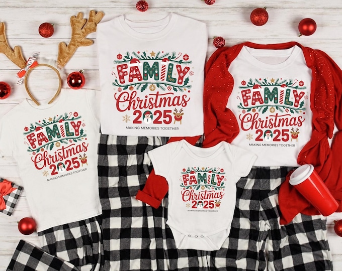 Family Christmas 2025 T-Shirts: Matching Pajamas, Family Christmas 2025 Making Together Shirt, Custom Christmas Pajamas Shirt