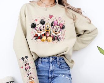 Retro Disneyland Valentine's Day Sweatshirt, Disney Valentine Hoodie, Sweethearts Nite Shirt, Vintage Mickey and Friends Anniversary Sweater