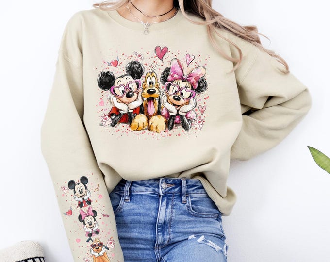 Retro Disneyland Valentine's Day Sweatshirt, Disney Valentine Hoodie, Sweethearts Nite Shirt, Vintage Mickey and Friends Anniversary Sweater
