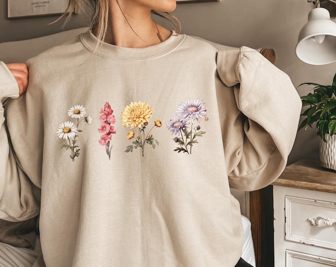Grandma's Garden Sweatshirt,Custom Birthflower Sweatshirt,Gift for Grandma,Love Grows Here,Mom's Garden,Grandma's Garden tee,Christmas Gifts