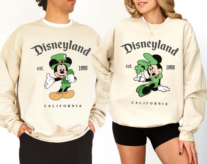 Disneyland St Patrick's Day Sweatshirt, Mickey And Friends Lucky Vibes Shirt, Magic Kingdom Patricks Shirt, Disney Family St Patty's Day Tee