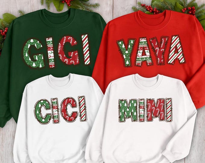 Family Christmas Name Shirt, Doodle Alphabet Family Christmas Shirt, Personalized Christmas Family T-Shirt, Custom Christmas Shirt With Name