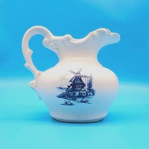 McCoy Delft Krug - Blaues Windmühlen-Design, kein Becken, rustikale salzglasierte Keramik