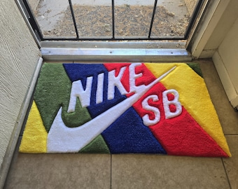 Nike Sb custom handmade tufted rug wall art - rare "Nike Striped Box" rug