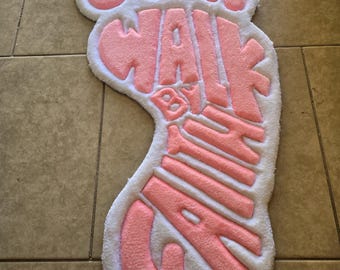 Walk By Faith custom handmade tufted rug wall art - fiber art