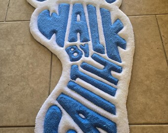 Walk By Faith custom handmade tufted rug wall art - fiber art