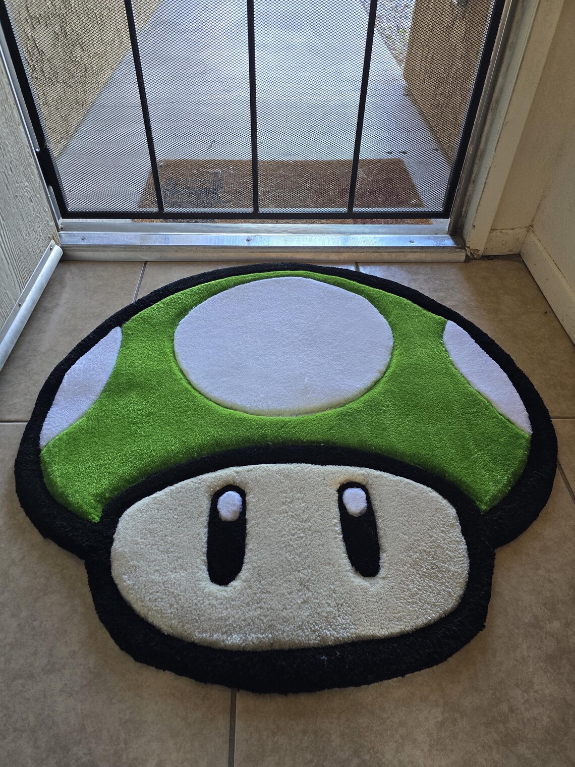 Mario Mushroom Rug Handmade Tufted Rug Custom Wall Art GREEN Mario ...