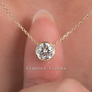 Round Cut Lab Grown Diamond Pendant Gift F Color VS1 Clarity Brilliant Excellent Solitaire Necklace For Women Beautiful White Diamonds