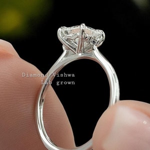 Princess Cut Lab Grown Diamond Engagement Ring Wedding Ring Solitaire Diamond Anniversary Ring  Gold Jewelry for Her