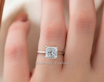 Princess Cut 2Ct Lab Grown Diamond 18k White Gold Engagement Ring