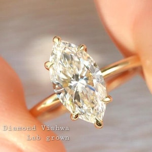 2CT Marquise Lab Diamond Engagement Ring with Hidden Halo 14K Gold Wedding Ring Anniversary Gift for Her IGI Certified