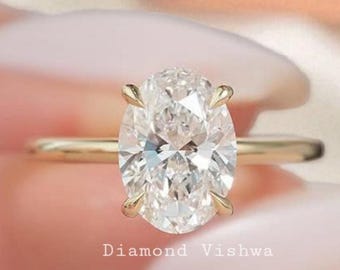 2CT Oval Lab Grown Diamond Engagement Ring, 14k Yellow Gold, IGI Certified