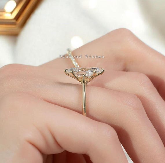 2.5Ct Marquise Lab Grown Diamond Engagement Ring, 14k Yellow Gold