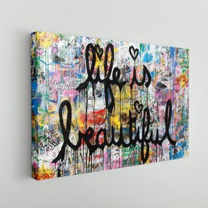 Life Is Beautiful Graffiti Canvas, Graffiti Canvas Art, Street Wall Art, Home Décor, Art Print, Art Picture, Wall Decor, Wall Hanging