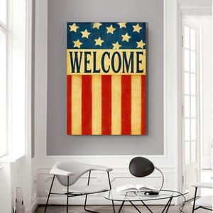 Amerikaanse vlag afdrukbare muurkunst, patriottische Independence Day decor, Americana 4 juli schilderij, 4 juli afdrukken, cadeau, schilderij kunst