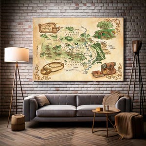 Mappa della Terra di Mezzo su tela, Arte di Gondor, Mappa della Contea, Lotr, Mappa della Terra di Mezzo, Il Signore degli Anelli, Arte su tela regalo, Arte murale, Tavoli personalizzati