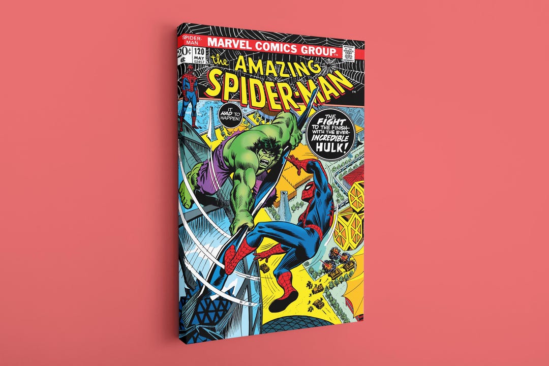 Spider-man Vs Hulk Canvas, Comic Cover Print, Wall Art, Comics Art