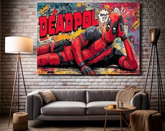 Lienzo decorativo de Deadpool estilo cómic, póster colorido de superhéroe, lámina de Deadpool estilo pop art, regalo para fans de los cómics, decoración de pared estilo cómic, arte de pared de superhéroes