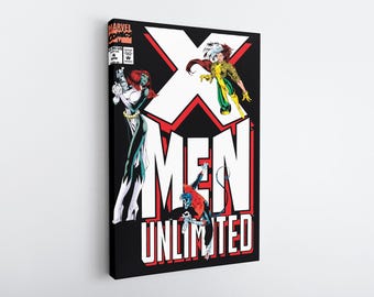 X-Men Unlimited キャンバス、コミックカバープリント、X-Men 壁飾り、レトロ X-Men アート