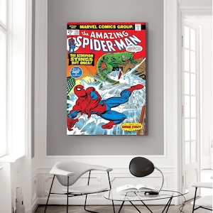 Scorpion Vs Spider Man Comic Cover Canvas, Super Heroes Wall Art, Spiderman Canvas Art, Comic Art Print, Picture Art, Customizable Canvas