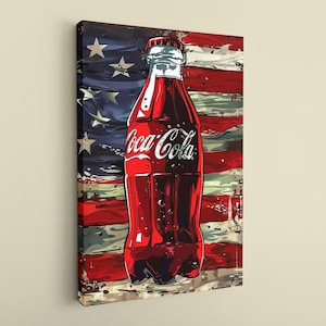 Coca Cola Canvas Art: American Flag, Customizable Wall Decor