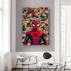 Copertina del fumetto di Spider-Man su tela: decorazione murale dei supereroi