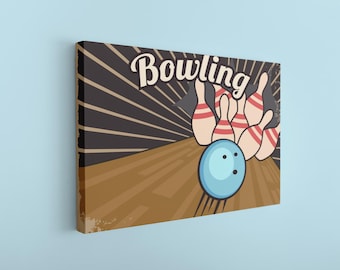 Bowling Canvas, Bowling Wall Decor, Bowling Art Picture, Living Room Decor, Retro  Canvas Art, Wall Hanging Customizable Canvas, Gift Dad