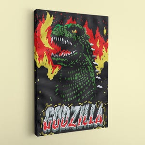 Godzilla Pixel Art Canvas: Legendary Kaiju Comic Wall Art