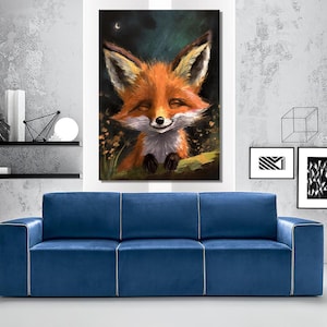 Tiermalerei Kunst, süßeste Tiere Leinwand, süßer Fuchs, Druckkunst, Leinwandkunst, Wandkunst, Druckkunst, bunte Leinwand anpassbare Leinwand
