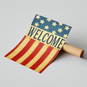 Stampa artistica da parete con bandiera americana, decorazione patriottica per il giorno dell'indipendenza, dipinto del 4 luglio, stampa del 4 luglio, regalo, pittura artistica