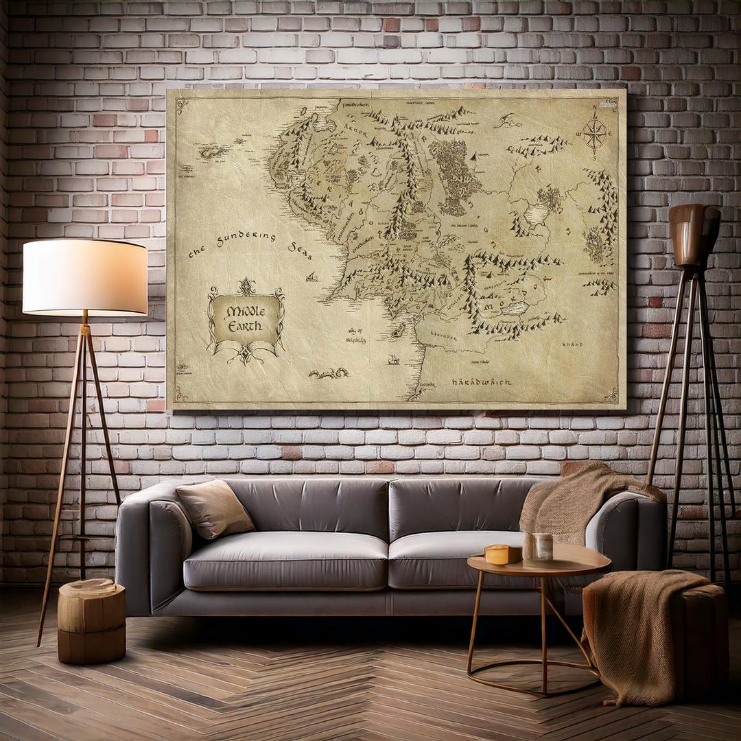 Middle Earth Map Canvas: Lord of the Rings Wall Art - Etsy