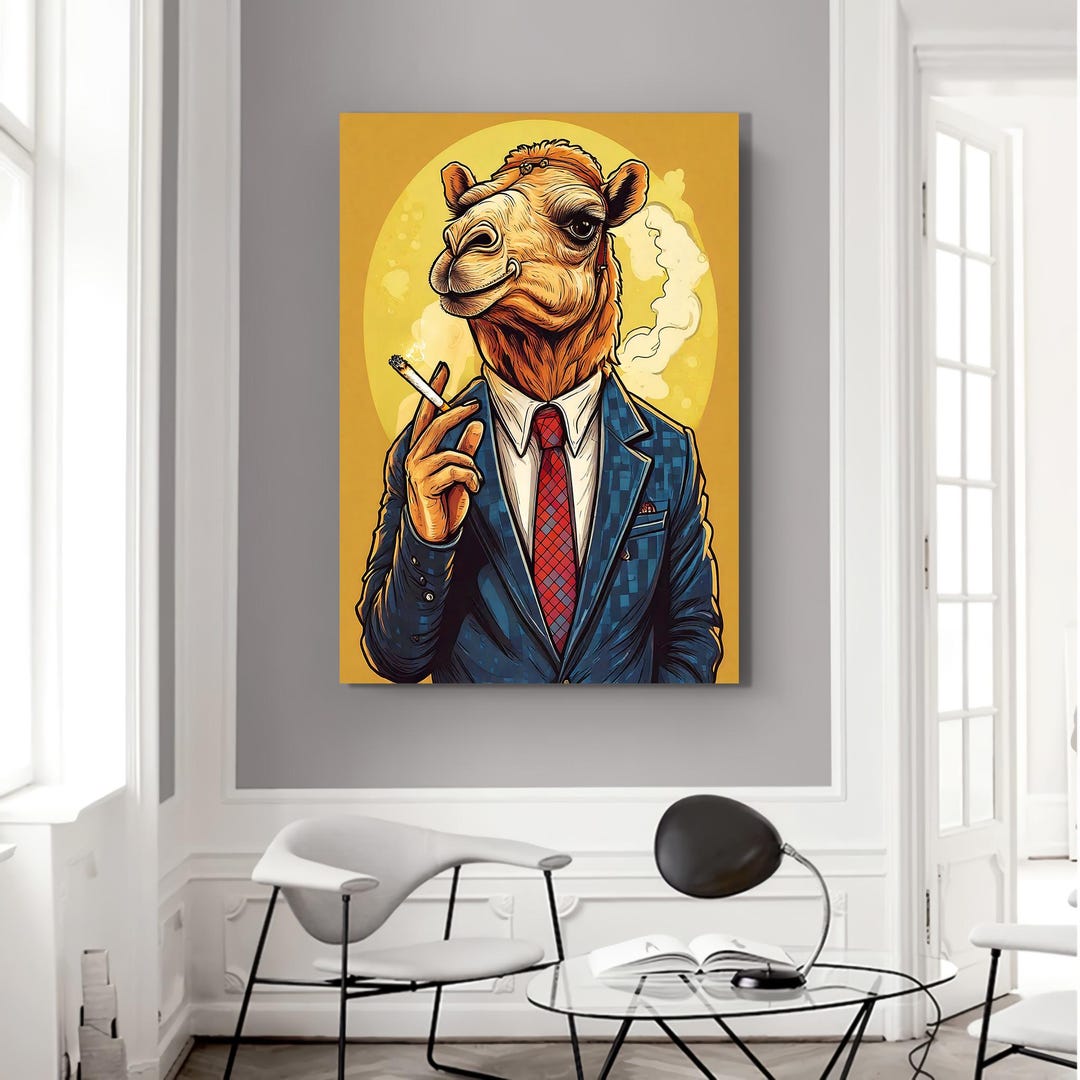 Camel in Suit Canvas Print,camel Art Wall Décor,animal Print, Stylish ...