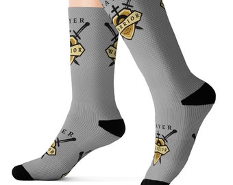 Prayer Warrior for Peace GREY and Black Super Comfortable Socks