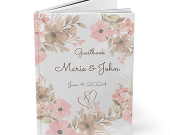 Custom Wedding GuestBook, Hardcover Lined Notebook, Unique - Matte Laminate, FREE SHIPPING and Personalization