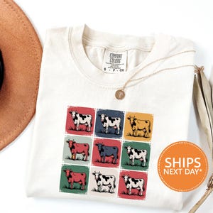 Cows T-Shirt, Cows Comfort Colors Shirt, Vintage Farmcore Tee, Cow Lover Gift, Cottagecore Aesthetic Shirt