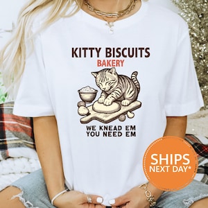 Cat Biscuit TShirt, Comfort Colors® Kitty Bakery Shirt, Vintage Cat Lover Tee, Funny Baking Graphic Shirt for Her