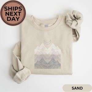 Coastal Grandma Slouchy Cropped Sweatshirt – Ocean Waves & Crescent Moon Pullover – Lightweight Nautical Beach Sweater
