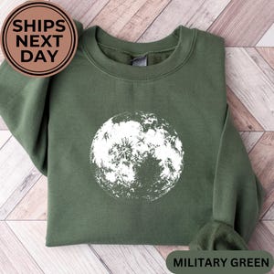 Full Moon Sweatshirt, Hand-Printed Celestial Hoodie, Sustainable Moon Phase Pullover, Gift for Her, Moon Lover Hoodie