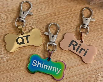 Placa de identificación para perro de acero inoxidable personalizada: placa grabada para collar o colgante antipérdida.
