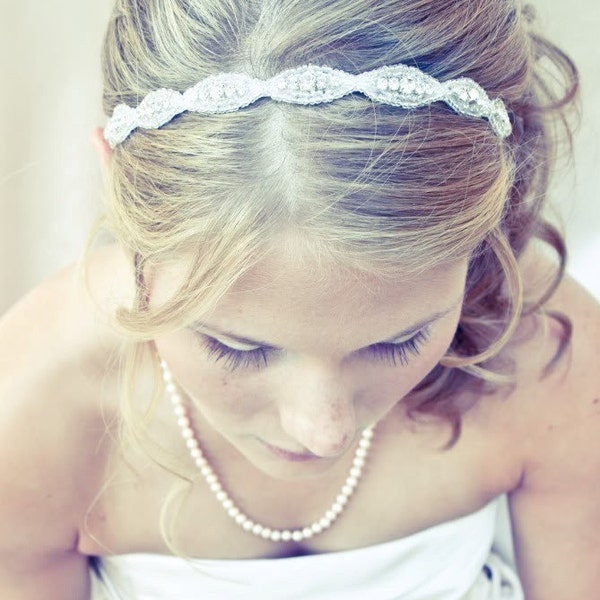Bridal Crystal and Rhinestone Beaded Headband or Halo  back IN STOCK ships in 1 week