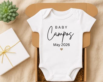 Custom Baby Announcement Onesie | Personalized Last Name & Due Date