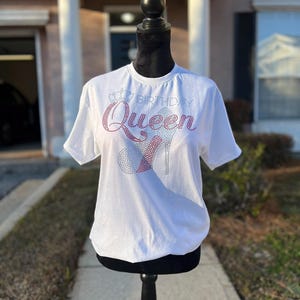 Strass T-shirt, Bling, Birthday Glitz und Glam, Birthday Queen